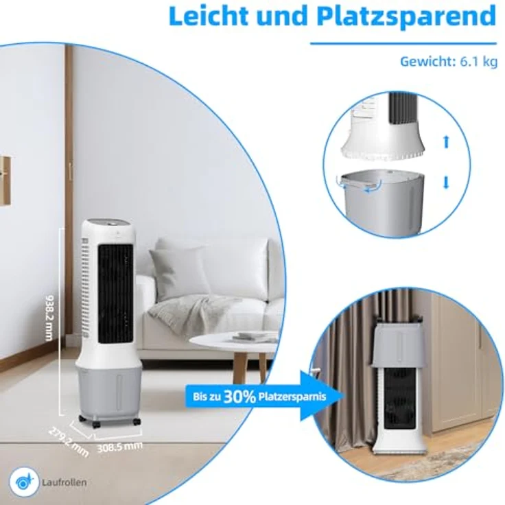Be Cool BC10ACP2501W, Silent Luftkühler mit 10 Liter Tank und 24 Windstufen, Ventilator – Bild 7
