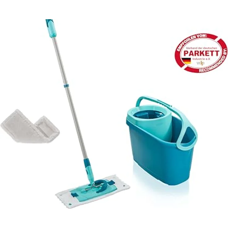Leifheit Wischmopp Set CLEAN TWIST M Ergo (micro duo) + SUPERDUSTER M, mit 99% Keimreduktion, waschbaren Bezügen und teleskopierbarem Stiel – Bild 3