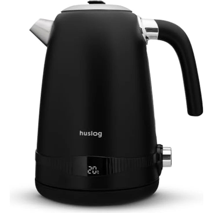 Huslog Elektrischer Wasserkocher Retro Edelstahl mit Temperaturanzeige, 1,7L, 2200W, 7-stufige Temperaturregelung – Bild 1