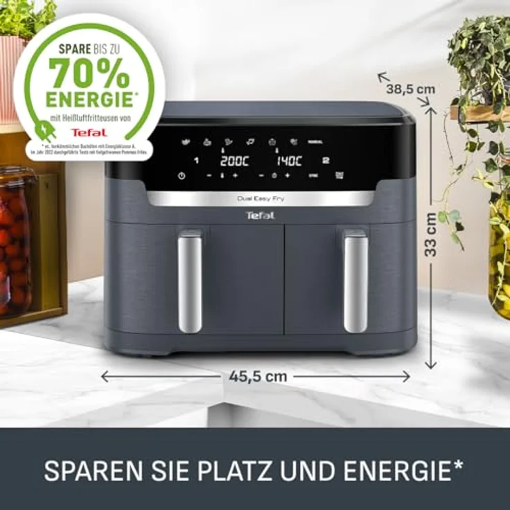 Tefal Dual Easy Fry XXL, Heißluftfritteuse mit 11 L, zwei Kammern, 7 Programme, Extra-Crisp-Technologie, spülmaschinenfest – Bild 9