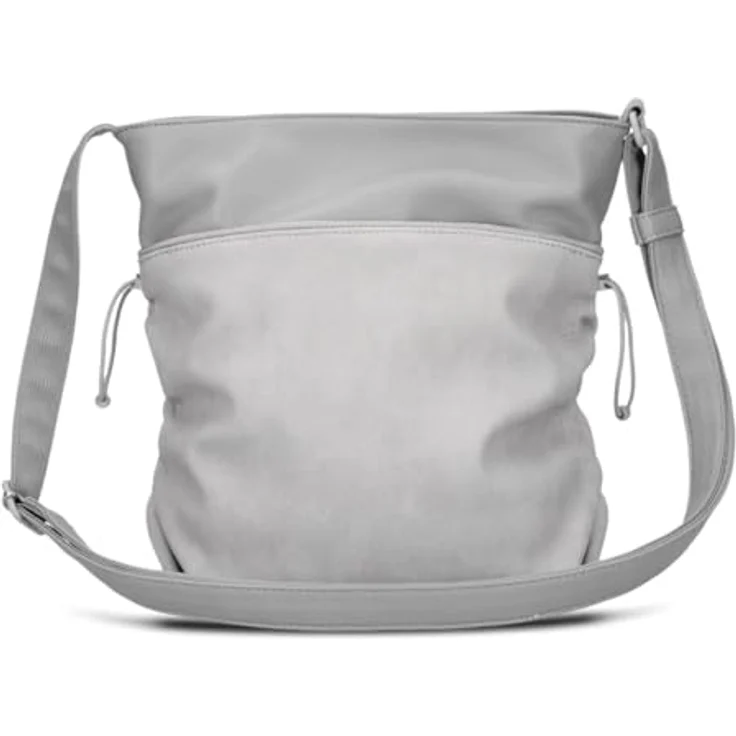 ZWEI Bodybag Jana J100, Damen Umhängetasche aus Lederimitat mit smarter Innenorganisation, grau, 27 x 29 x 8 cm – Bild 4