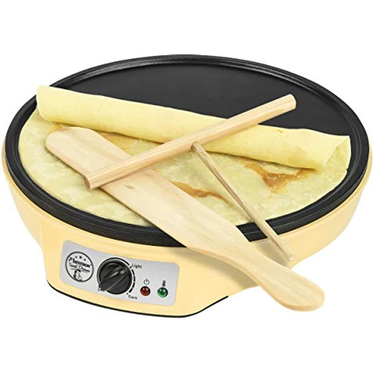 Bestron Crêpes Maker im Retro Design, Sweet Dreams, Antihaftbeschichtung, Ø 30 cm, 1000 Watt, Gelb – Bild 2