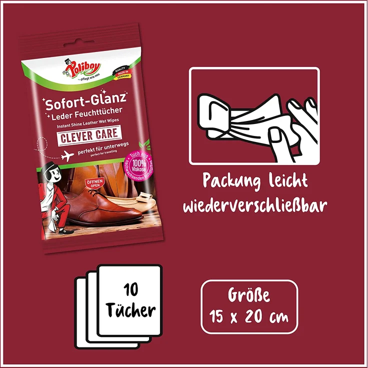 Poliboy Schuhpflege Feuchttücher 10 Stück – Bild 4