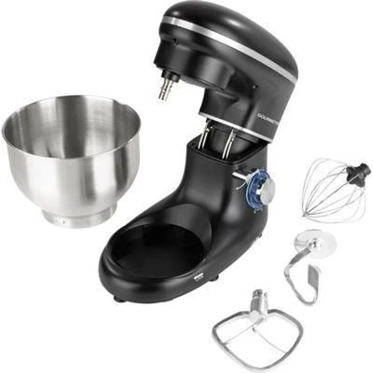 GOURMETmaxx Küchenmaschine schwarz, Direktantrieb, 1500 Watt, 5 L, 6 Geschwindigkeitsstufen, Patisserie-Set, schwarz – Bild 3