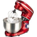 GOURMETmaxx Küchenmaschine schwarz, Direktantrieb, 1500 Watt, 5 L, 6 Geschwindigkeitsstufen, Patisserie-Set, rot