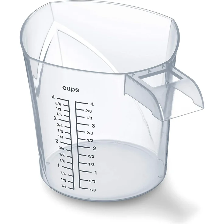 Korona 75877 MIA Messbecherwaage, max. Tragkraft 3kg, Einteilung 1 g, inkl. Messbecher 1 Liter, gut ablesbares LCD Display, Tara-Zuwiegefunktion, weiß – Bild 2