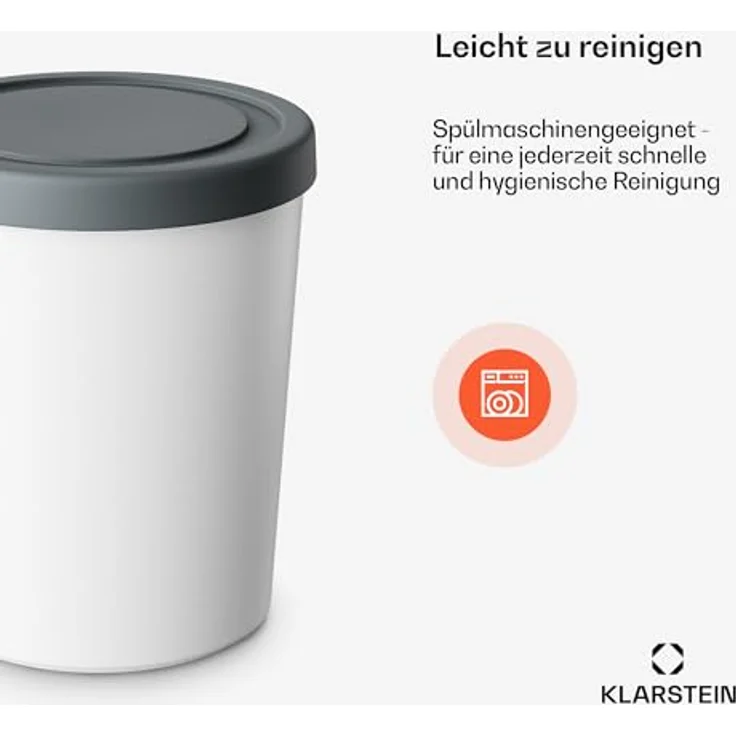 Klarstein Eisbehälter-Set, 2x 1L, Spülmaschinenfest, Stapelbar, Kunststoff für Selbstgemachtes Eis & Joghurt, passend für Klarstein Eismaschinen – Bild 6