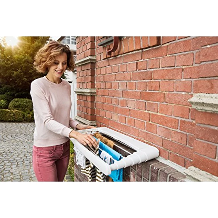 Vileda Genius Wandtrockner, 5 m Leinenlänge, Indoor & Outdoor nutzbar, extradicke Trockenstäbe – Bild 6