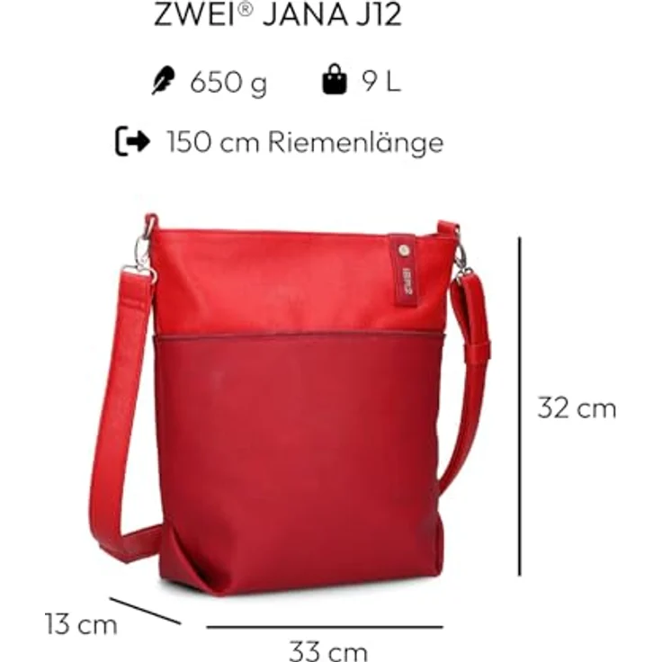 Zwei Umhängetasche J12 (Set, 2-tlg) Cherry - Modische Umhängetasche mit Kosmetiktasche und viel Stauraum – Bild 2