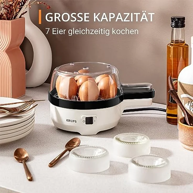 Krups Ovomat Spezial Eierkocher, Für bis zu 7 Eier, Inkl. Wasser-Messbecher mit Eierstecher, Eierhalter, Signalton, BPA-frei, EG233115 – Bild 5