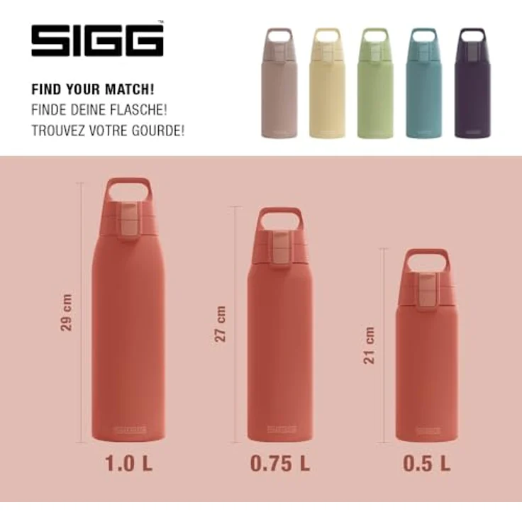 SIGG Shield Therm One, Isolierte Trinkflasche für kohlensäurehaltige Getränke, auslaufsicher, BPA-frei, 90% recycelter Edelstahl, rostrot, 0,5L – Bild 5