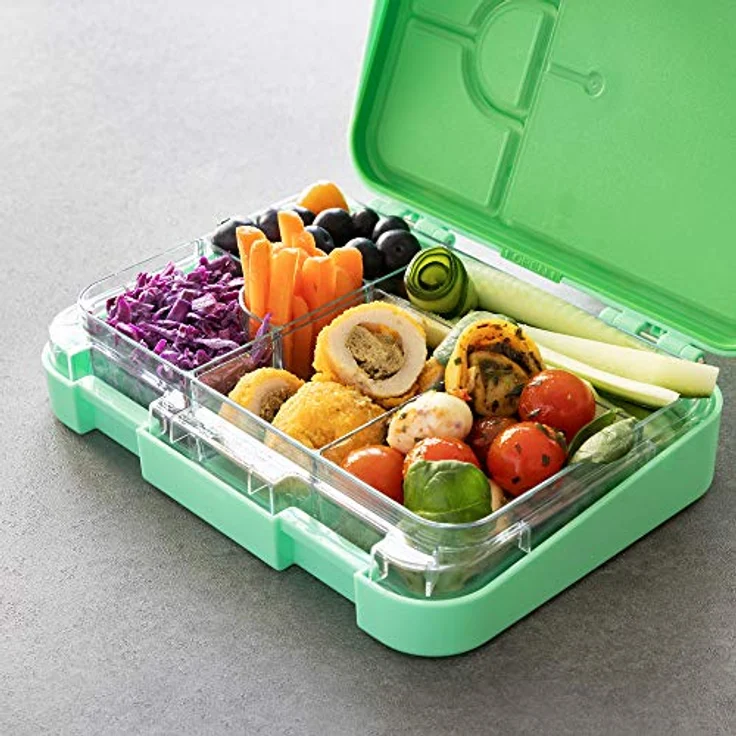 Navaris Lunchbox, Kunststoff, (1-tlg), Bento Box Brotdose Vesperbox - auslaufsicher mit variablen Fächern - herausnehmbare Innenschale - für Jungs und Mädchen, grün – Bild 6