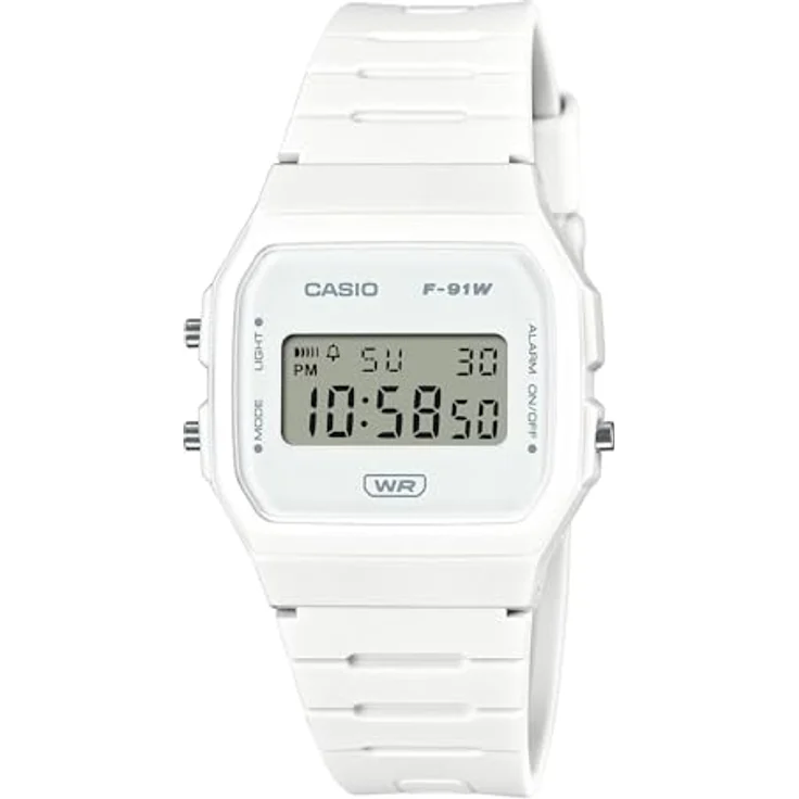 Casio Watch F-91WB-7AEF, Digitaluhr mit minimalistischem Zifferblatt, Weiß – Bild 1