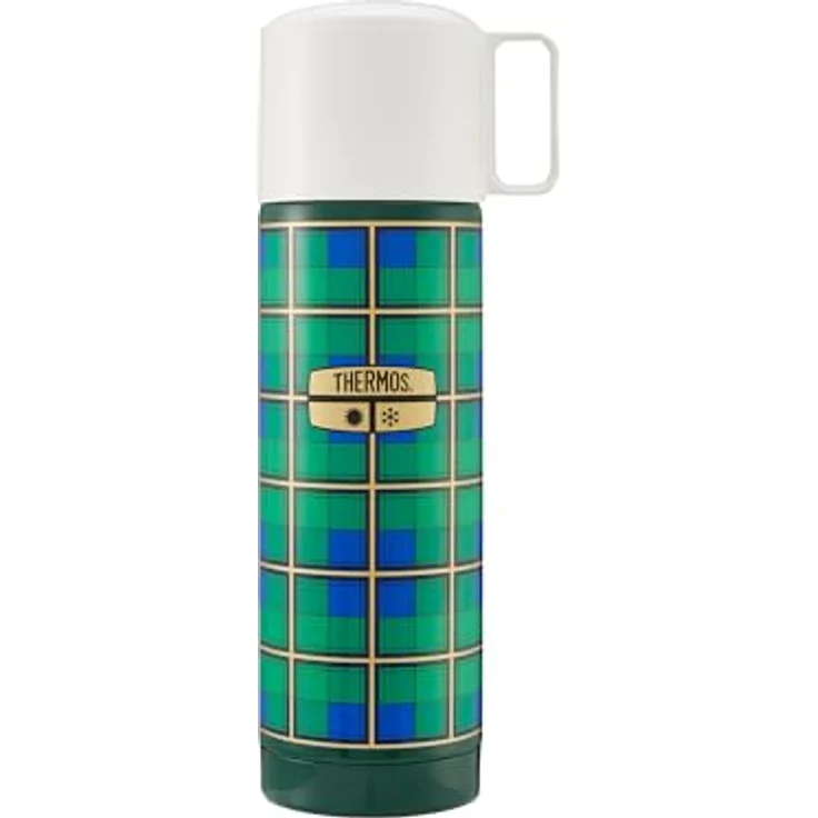 Thermos THERMOS REVIVAL BEVERAGE BOTTLE 0,50l, retro green, Edelstahl Isolierflasche mit Trinkbecher, 18 h heiß / 24 h kalt, spülmaschinenfest, absolut dicht, BPA-frei – Bild 1