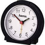 Hama analoger Wecker "Classic", batteriebetriebene Uhr ohne Ticken mit fluoreszierenden Zeigern und Hintergrundlicht, schwarz, 12,5 x 6,5 x 17 cm