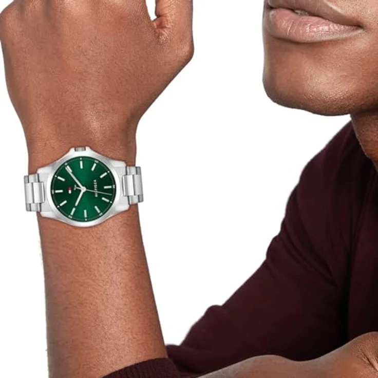 Tommy Hilfiger Quarzuhr BRUCE 1710672, Herrenuhr mit grünem Zifferblatt und Edelstahlarmband – Bild 5