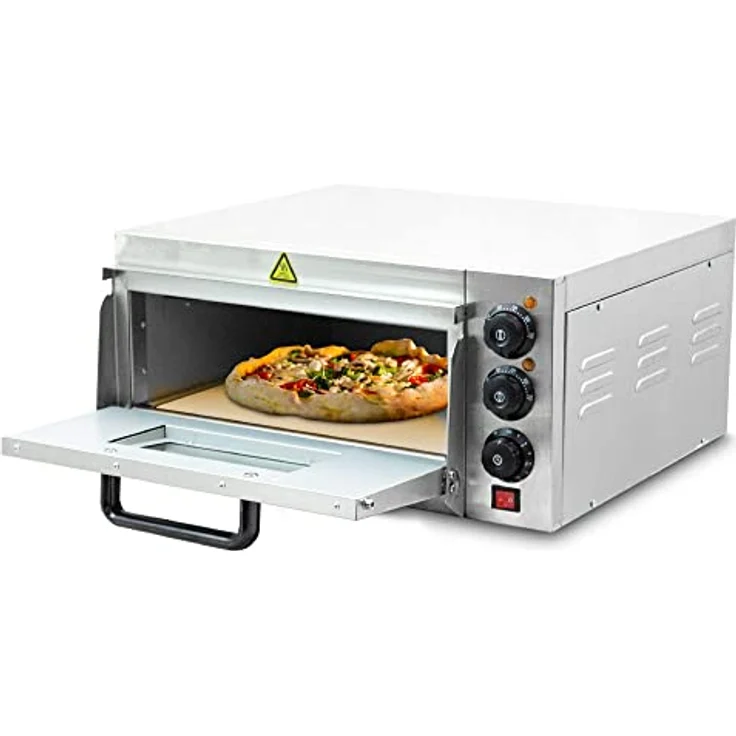 Bituxx Elektrischer Pizzaofen MS-18167, 2000 Watt, Silber, mit Steinplatte und getrennte Temperatureinstellung – Bild 1
