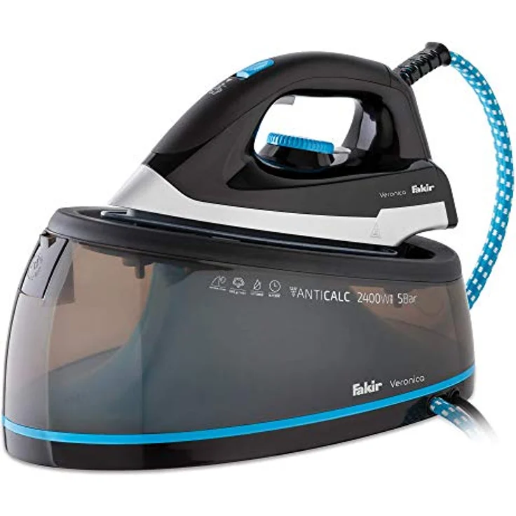 Fakir Veronica-Dampf-Bügelstation, Bügeleisen-Dampfstation, Dampfbügeleisen, Titan-Bügelsohle, 5 bar Dampfleistung, Anti-Kalk-System, schwarz - 2400 Watt – Bild 3