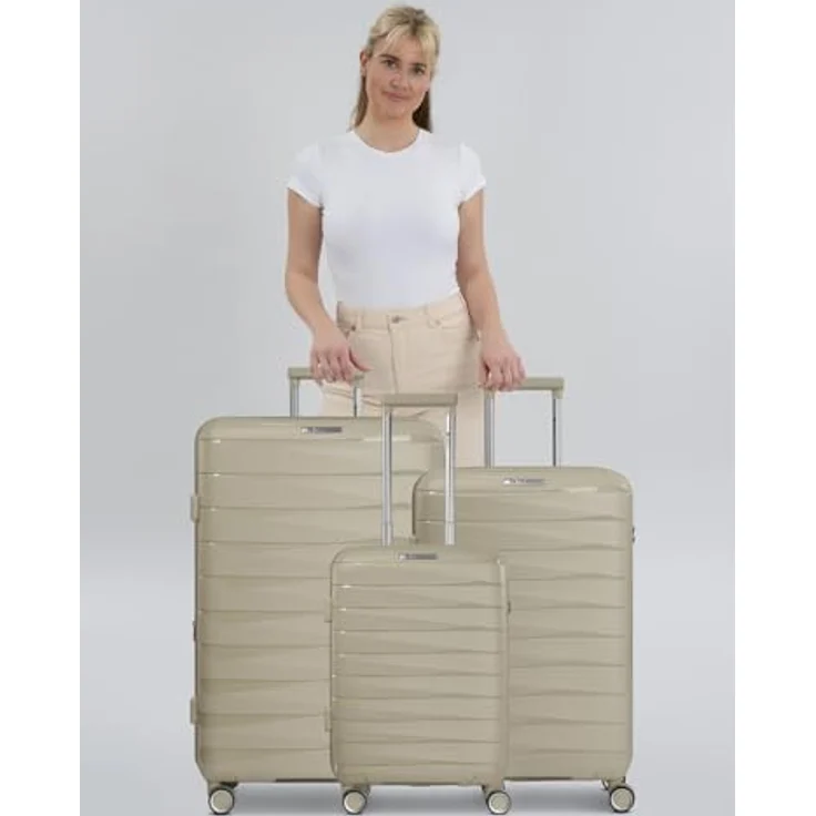 Franky Trolleyset London, 4 Rollen, 3-teilig, Polycarbonat, Schwarz – Bild 6