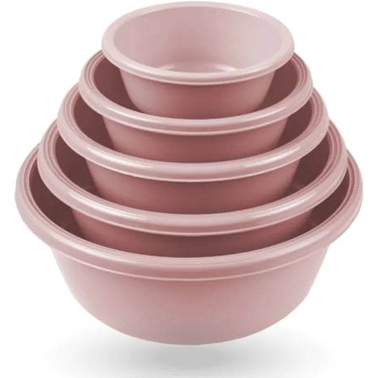 PROhome Rührschüssel im ( 2 x 5er ) Set, Teigschüsseln, 10er-pack Kunststoff Mixing Bowl Set ( 0,7L - 6L ), Stapelbare Salatschüssel Servierschalen für Küche, lebensmittelecht & mikrowellengeeignet
