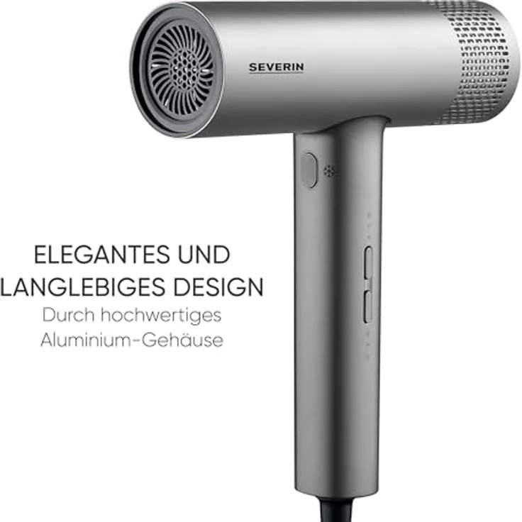 SEVERIN Haartrockner S-Style "Speed Pro", BLDC-Motor, Ionic-Technologie, inkl. Diffusor und Konzentrator, 2.000 W, anthrazit – Bild 3