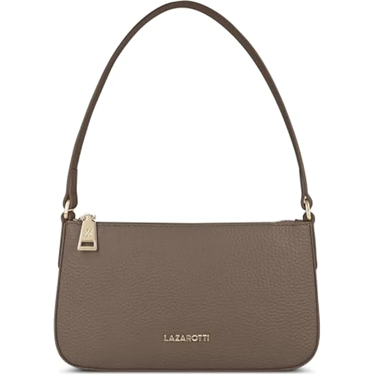 Lazarotti Bologna Leather, Schultertasche aus Ziegenleder, 22 cm, beige, mit Reißverschluss – Bild 1
