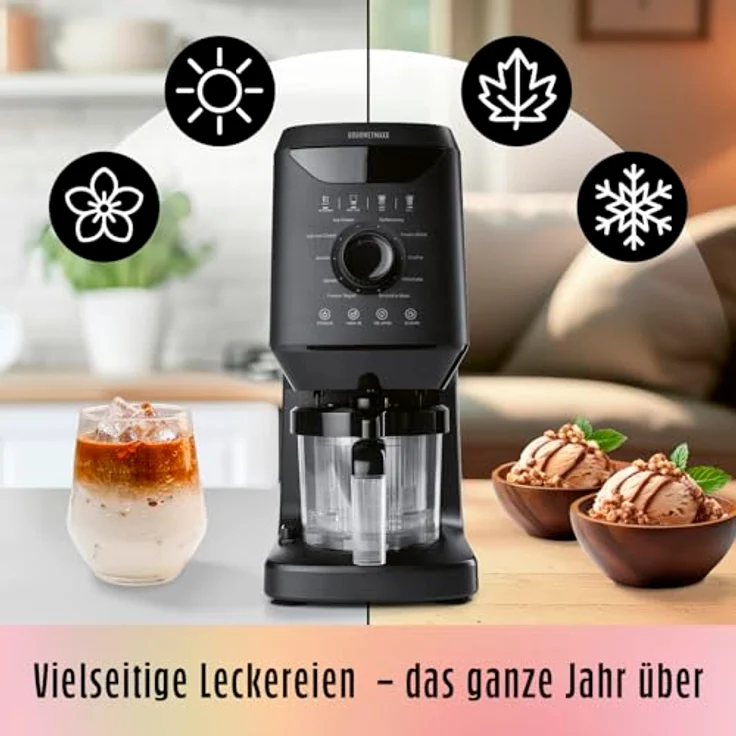GOURMETmaxx SmoothUp Eismaschine 800 Watt, 10 Programme inkl. Mix-in-Funktion, LED-Display, Matt Schwarz, inkl. 2 Bechern – Bild 3