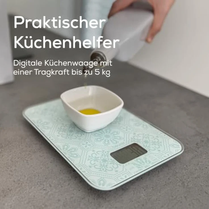 Beurer KS 19 Vintage digitale Küchenwaage, Tragkraft bis zu 5 kg, 1-g-genau, Sensor-Touch, ultraflach, Glasoberfläche, modernes Vintage-Design – Bild 2