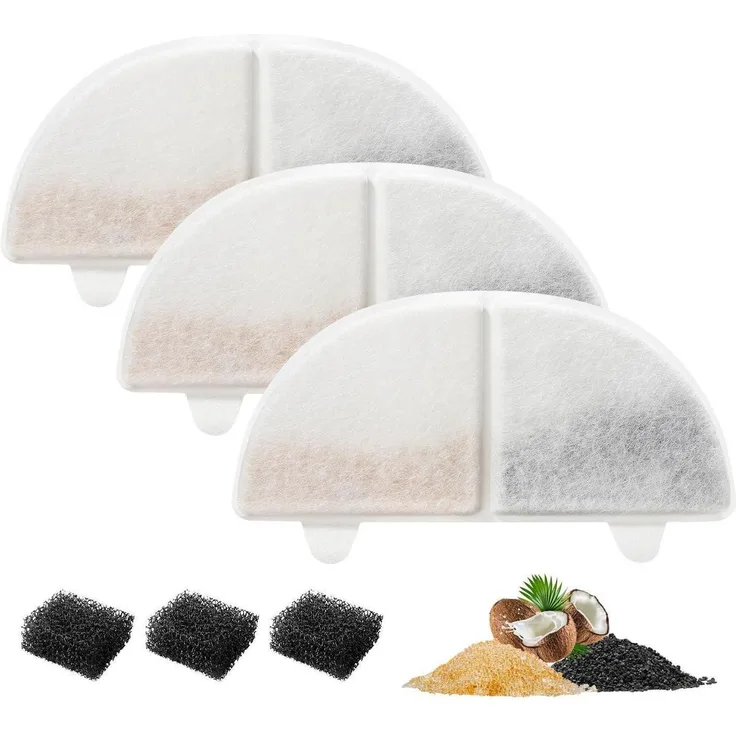 MyfatBOSS Ersatz-Filter-Set für Trinkbrunnen WF20/CF20, 3x Brunnenfilter + 3x Pumpenfilter, hohe Filtrationsleistung, Weiß