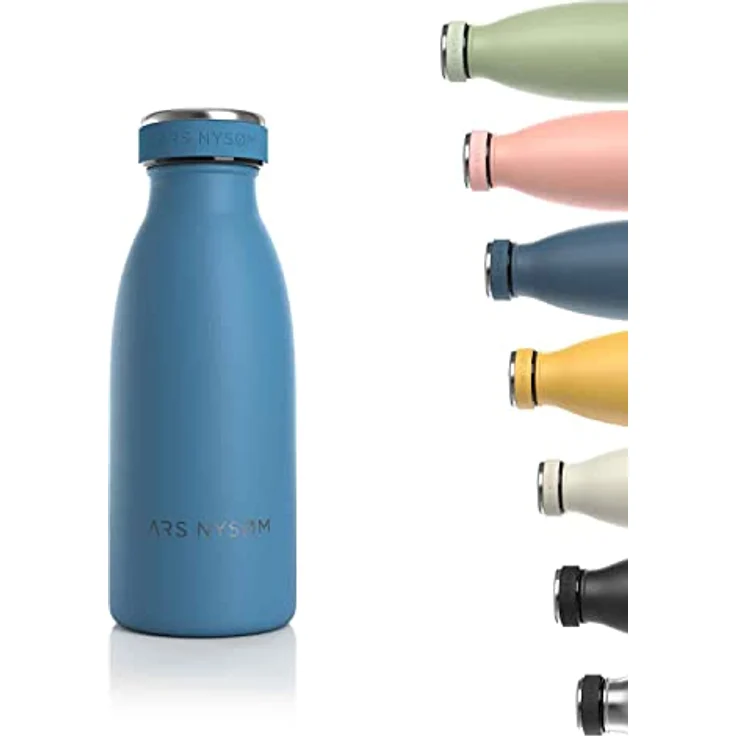 LARS NYSØM Edelstahl Trinkflasche 350ml, 500ml, 750ml, 1L, 1 5 liter | BPA-Frei Thermosflasche Kohlensäure geeignet | Auslaufsichere Wasserflasche für Sport, Outdoor, Schule (Niagara, 350ml) – Bild 1
