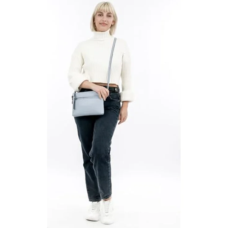 EMILY & NOAH E&N Emma, Umhängetasche aus Kunstleder mit Reißverschluss, Uni-Design, längenverstellbarem Umhängeriemen, schwarz – Bild 2
