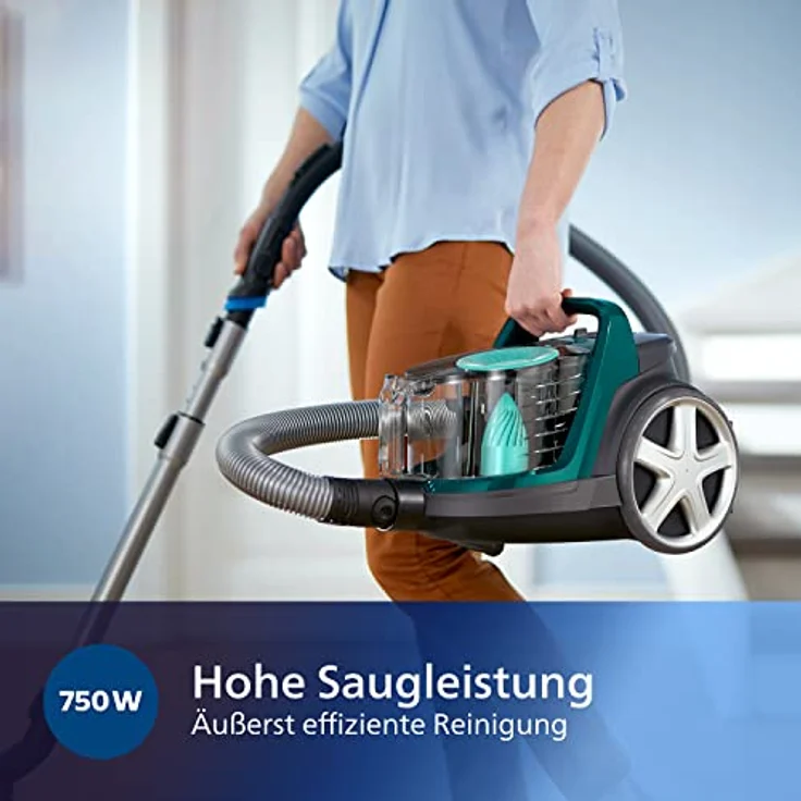 Philips FC9555-09 PowerPro Active beutelloser Staubsauger (650 W, 1,5 L Staubvolumen, inkl. Mini-Turbo-Saugbürste, Hartbodendüse) – Bild 3