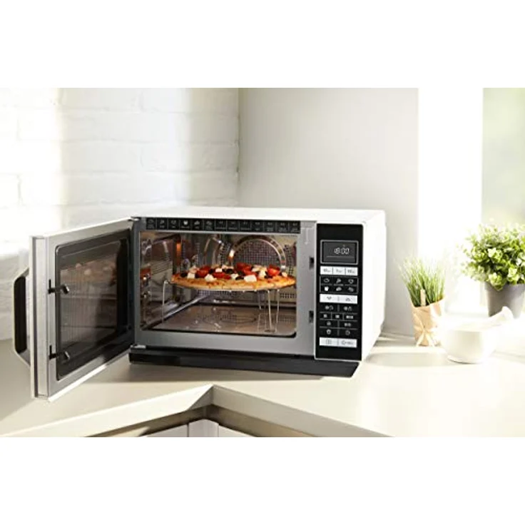 Sharp R-860S 3-in-1 Mikrowelle mit Grill und Heißluft, Standgerät, 25 Liter Garraum, 900 Watt, 49 cm, Programmautomatik, Gewicht und zeitgesteuertes Auftauen, edelstahl – Bild 8