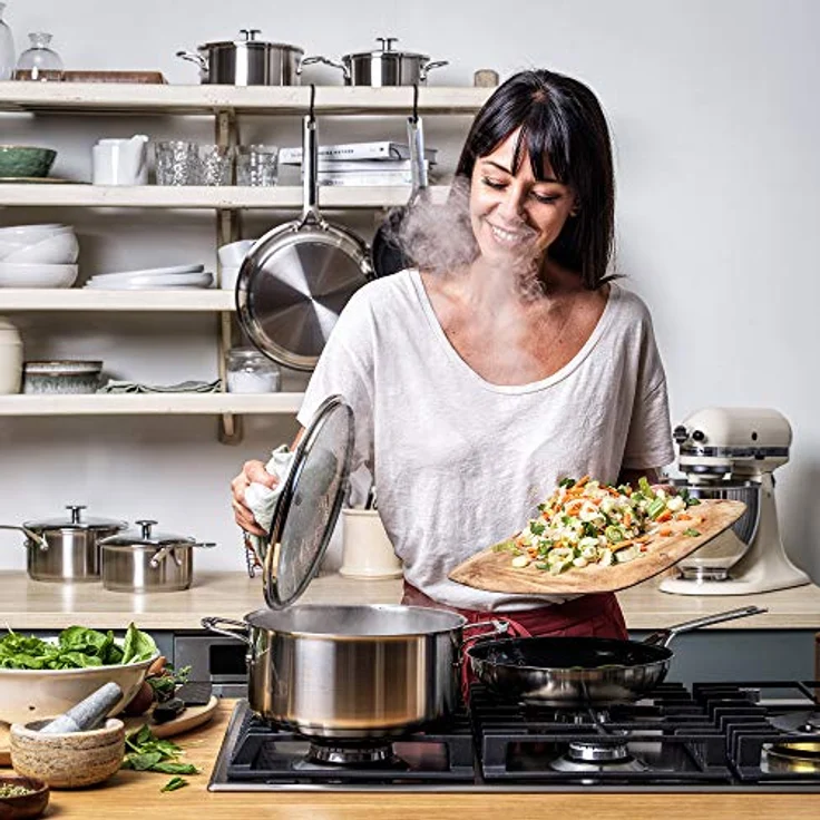 KitchenAid Stainless Steel 7-teiliges Kochgeschirr-Set, 3-lagige Antihaftbeschichtung, induktionsgeeignet, backofenfest, spülmaschinenfest, silber - Preisvergleich – Bild 4