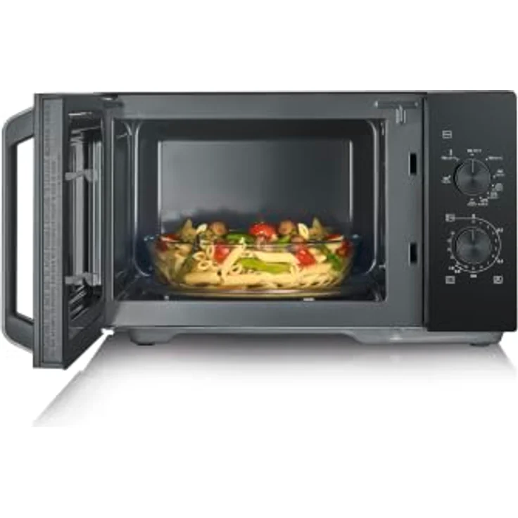Severin 7792 Mikrowelle Schwarz, 900W mit Mikrowellen- und Grillfunktion, 9 Leistungsstufen und 30 Minuten Timer – Bild 2