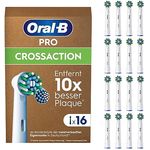 Oral-B Pro CrossAction Aufsteckbürsten für elektrische Zahnbürste, 16 Stück, überlegene Zahnreinigung, X-Borsten, Original Oral-B Zahnbürstenaufsatz, briefkastenfähige Verpackung, Made in Germany