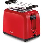 TEFAL TT1A2510 Toaster | Doppelschlitz | mit 7 Bräunungsstufen | inkl. Brötchenaufsatz | Krümelschublade | 800W | Hebefunktion | Funktionstaste für Stopp -Taste, Auftauen und Erwärmen | rot