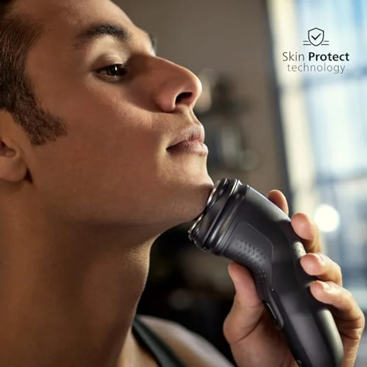 Philips Shaver Series 3000X Elektrischer Nass- und Trockenrasierer für Männer in Schwarz mit SkinProtect-Technologie und ausklappbarem Bartschneider – Bild 2
