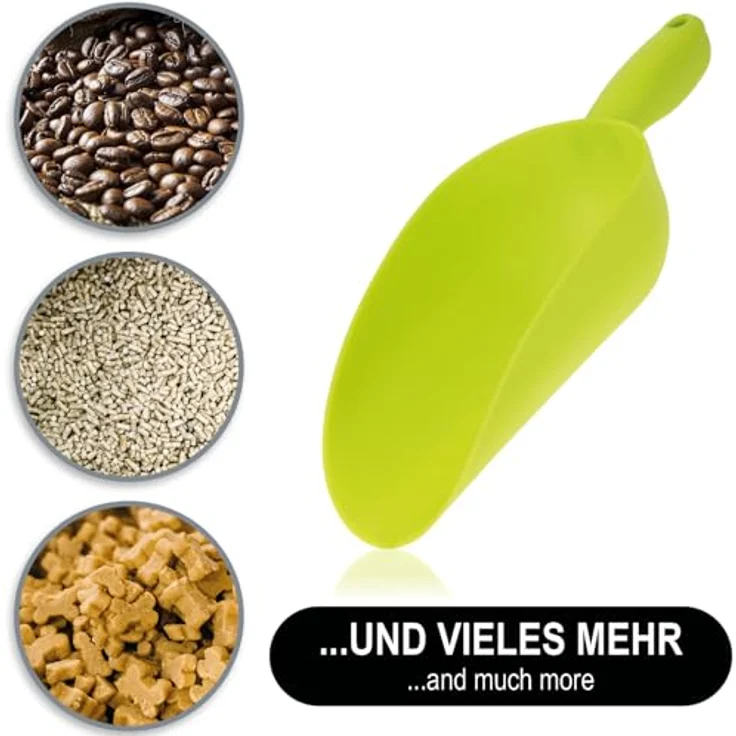 com-four 2x Futterschaufel mit großem Fassungsvermögen für Tierfutter und Saatgut, 28,5 cm & 32,5 cm, grün – Bild 3