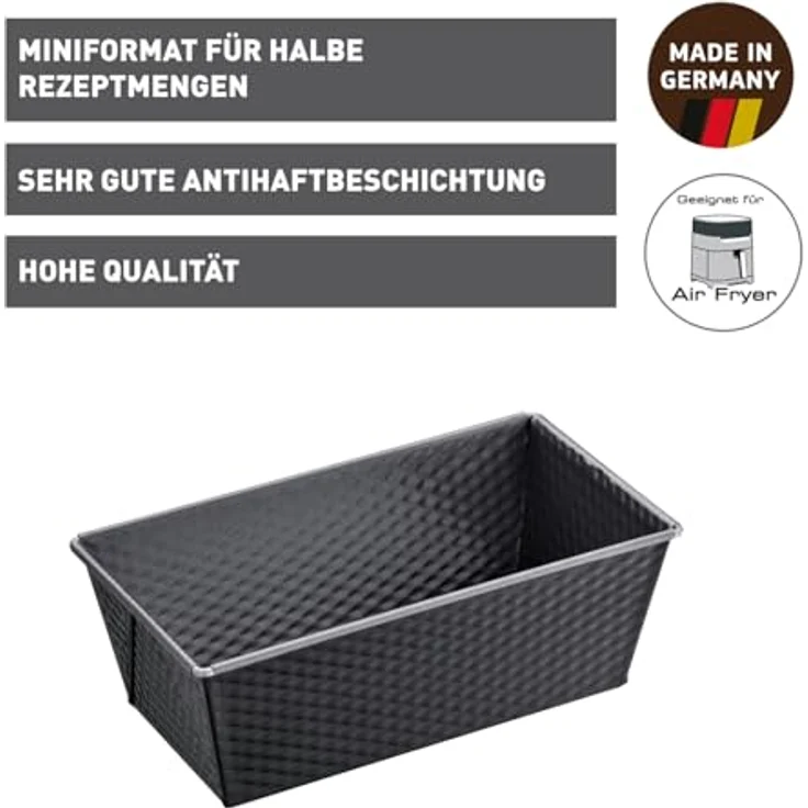 Kaiser Inspiration Mini Königskuchenform, 20 cm, antihaftbeschichtet, Backform für 1-2 Rezeptportion, gleichmäßige Bräunung, schwarz – Bild 3