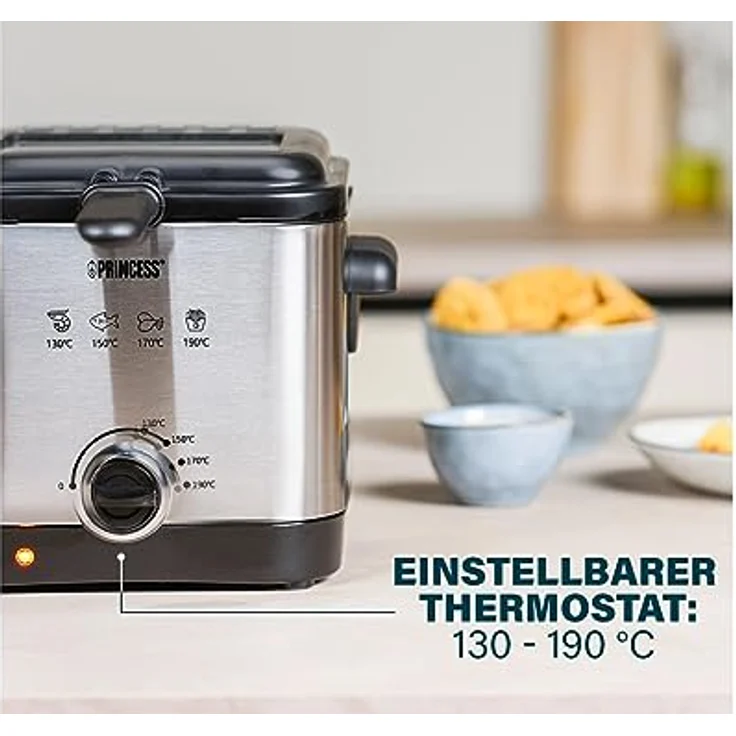 Setpoint Öl Fritteuse Edelstahl 1000 Watt 1,5 Liter, Sichtfenster Deckel, Salzstreuer, hochwertiges Edelstahlgehäuse – Bild 5