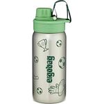 ergobag Trinkflasche aus Edelstahl, 0,5 l, auslaufsicher mit Namensschild, Farbe Green