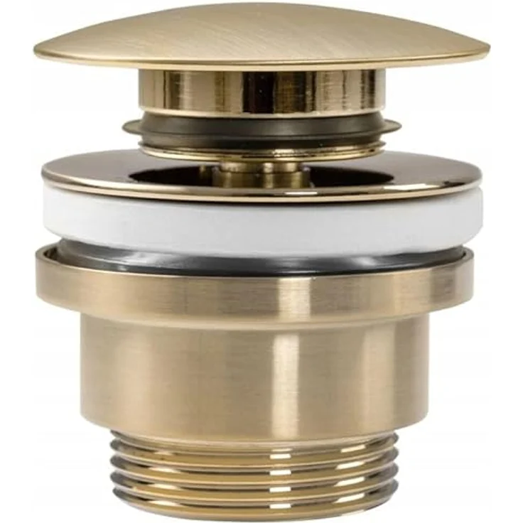 Rea Waschbeckenstöpsel universal Click-clack Gold MAT Pop-Up Ablaufgarnitur für Waschbecken & Waschtisch (Gebürstetes Gold) – Bild 1
