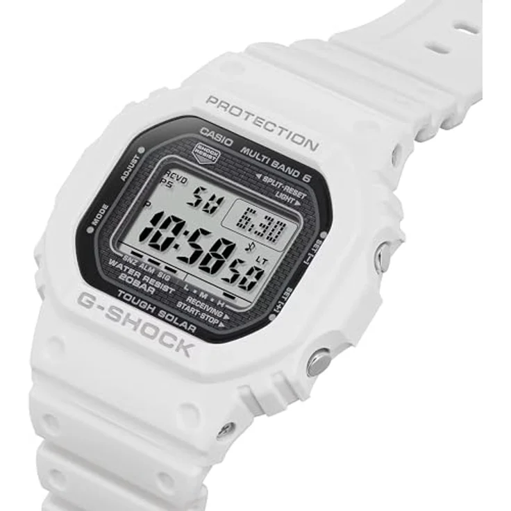 CASIO G-SHOCK GW-5000HS-7ER, Funkchronograph mit Solarbetrieb, digitale Herrenuhr, bis 20 bar wasserdicht, Resinarmband, weiß – Bild 2