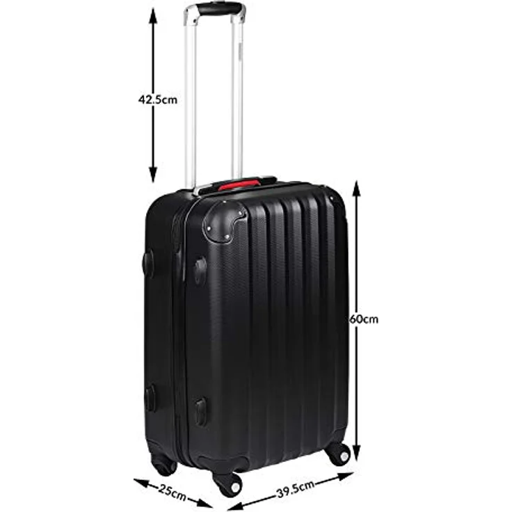 monzana Hartschalen-Trolley Baseline Schwarz L, 4 Rollen, Handgepäck, ABS Hartschale, Zahlenschloss – Bild 4