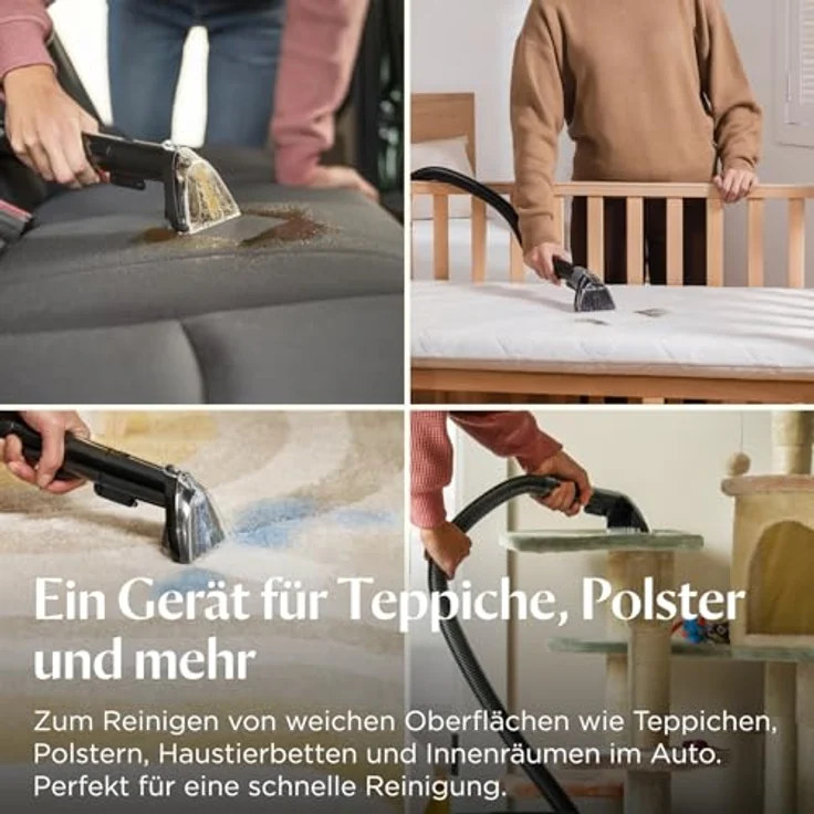 BISSELL SpotClean ProHeat Advanced, Teppichreiniger und Polsterreiniger mit 1125W Motor, hitzeaktivierter Reinigung, 6,3 m Reichweite, selbstreinigender Schlauch, Modell 3924N – Bild 4