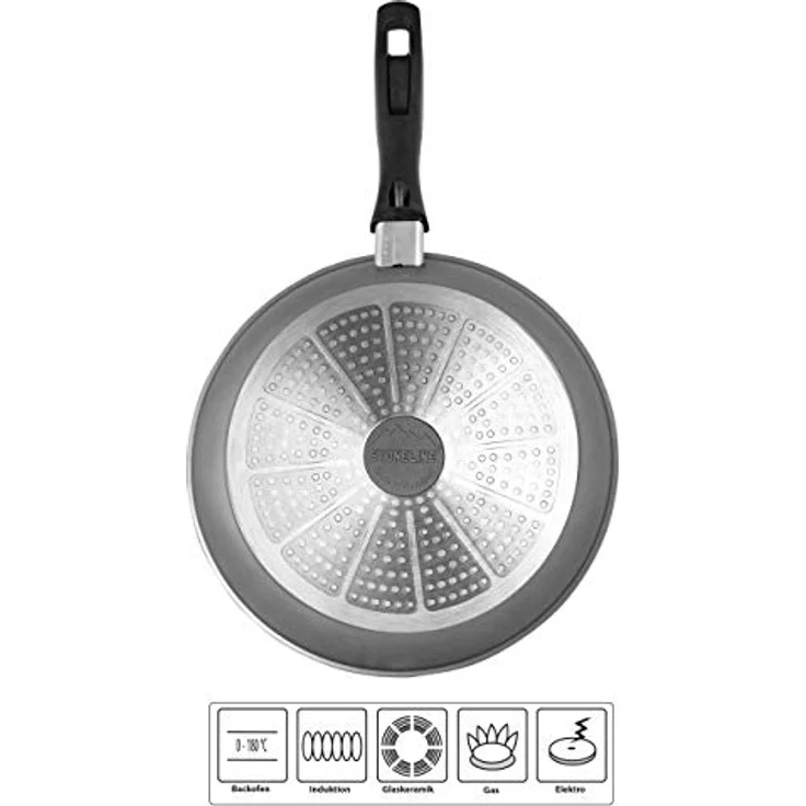 Stoneline Made in Germany Schmorpfanne 24 cm, hoher Rand, Induktion, hohe Pfanne für öl- und fettfreies Braten, antihaft beschichtet mit echten Steinpartikeln, schwarzer Griff – Bild 2
