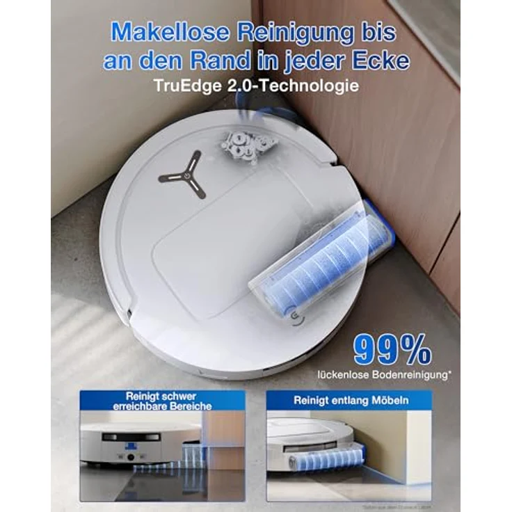 ECOVACS DEEBOT T80 OMNI Saugroboter mit Wischfunktion, 18.000 Pa Saugkraft, OZMO ROLLER mit Selbstreinigung, ZeroTangle 3.0, Weiß – Bild 4
