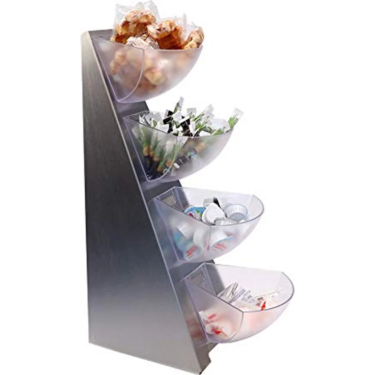 APS Buffetregal Multi-Rack, 4-stufiger Küchen Organizer mit transparenten Schütten, Silber – Bild 3