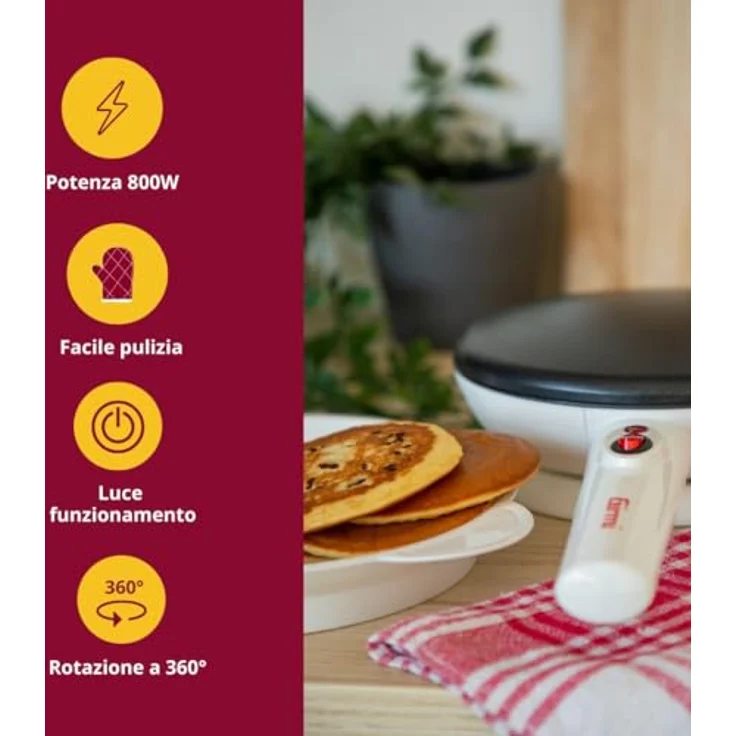 Girmi TS3600 Crêpespfanne, 800 W, Gusseisen, Weiß – Bild 3